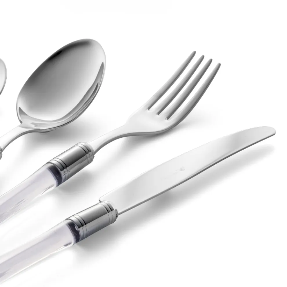 Besteck aus poliertem Edelstahl und transparentem Acrylgriff 24 Stück - Brilli