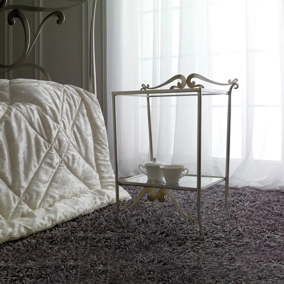 Doppelbett aus echtem Leder, komplett mit Matratze und 2 Nachttischen – King-Size-Bett