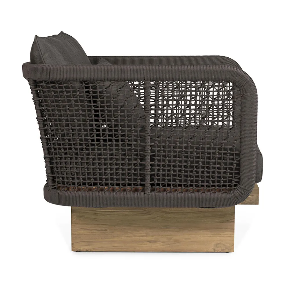 Gartensessel mit Teakholzbasis und Seilrückenlehne, Homemotion - Chantall