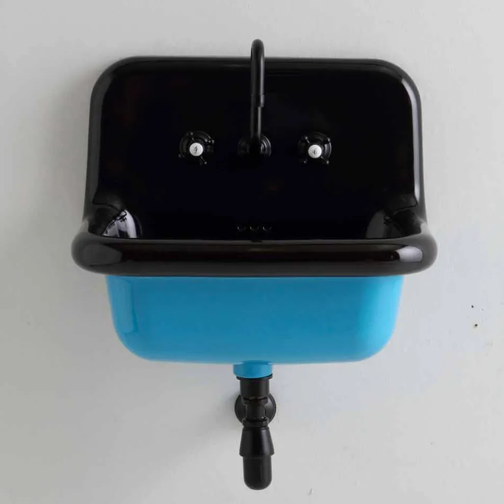 Jacob Vintage rechteckige Wand zweifarbige Keramik Waschbecken