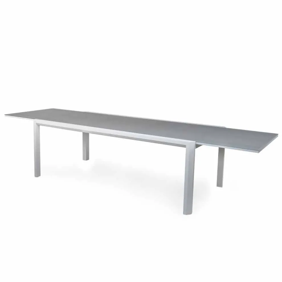 Ausziehbarer Tisch 340 cm Speisen im Freien aus Aluminium und Glas oder Laminam - Julie