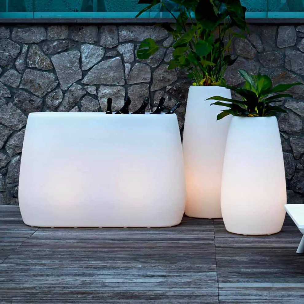 Pflanzgefäßvase aus leuchtendem Kunststoff, Design in 3 Größen, 2 Stück - Pandora von Myyour