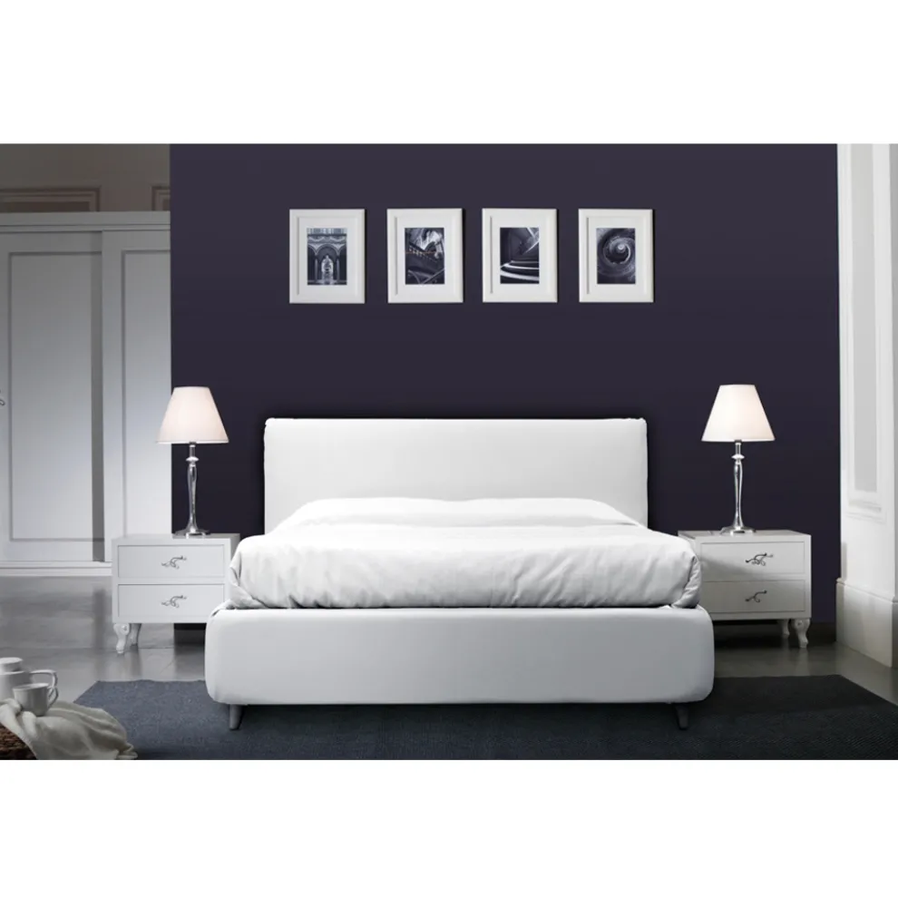 Doppelbett mit optionaler Containerbox, 2 Nachttischen und Matratze – Fiuto