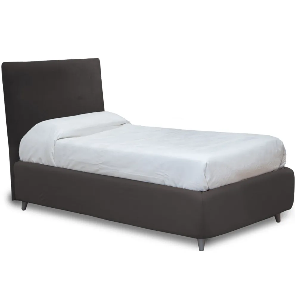 Einzelbett mit Stoffkopfteil, hergestellt in Italien – Fiuto