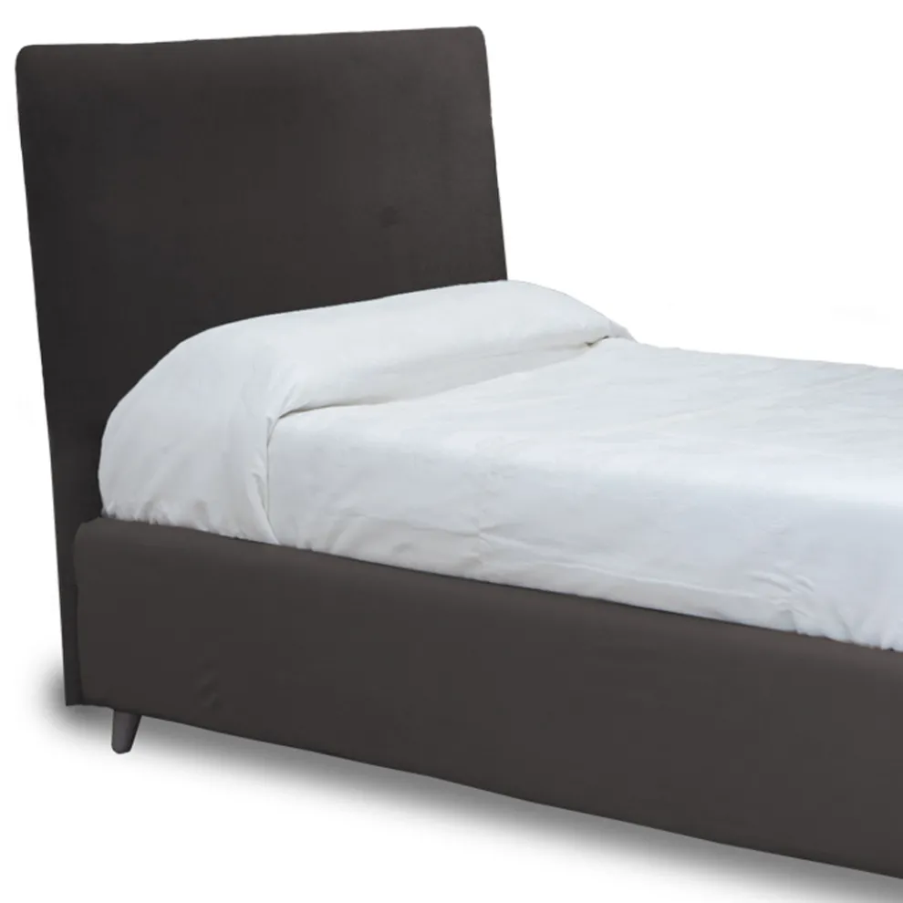 Einzelbett mit Stoffkopfteil, hergestellt in Italien – Fiuto