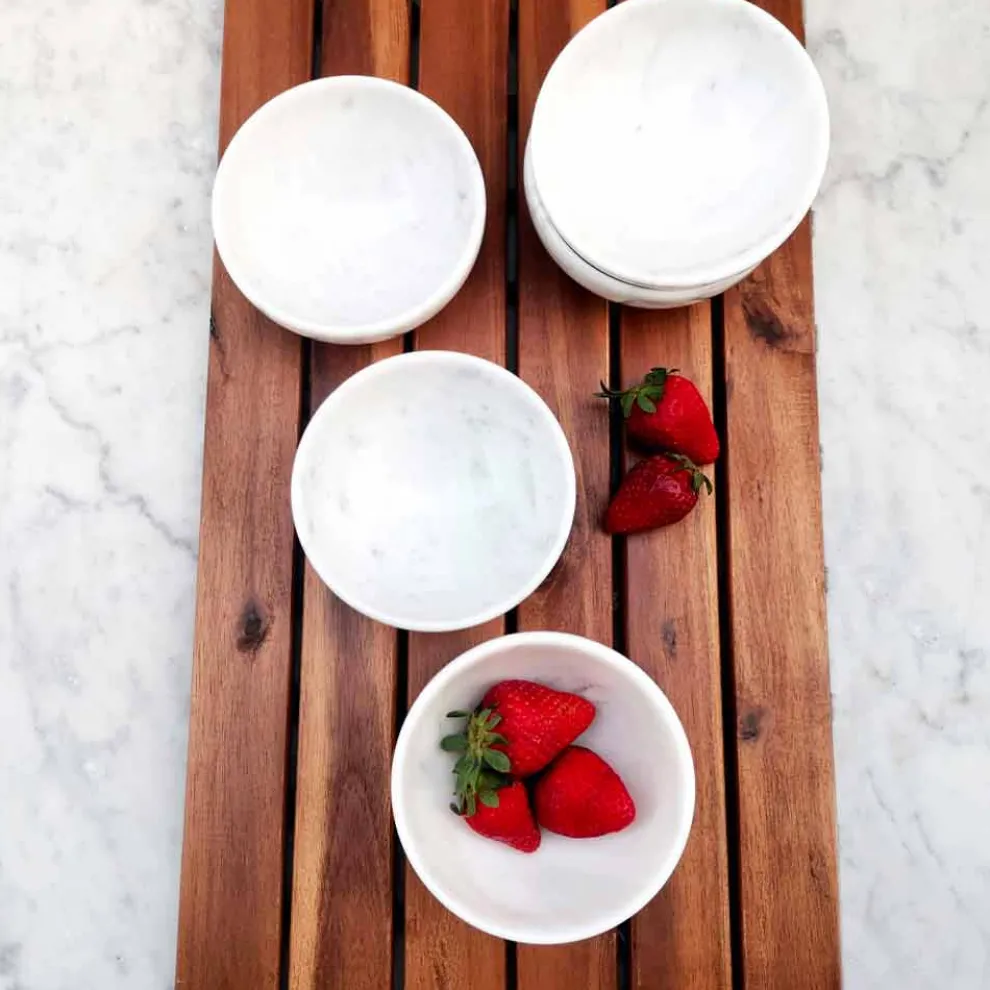 Zusammensetzung von 4 Schalen aus weißem Carrara-Marmor Made in Italy - Cremina