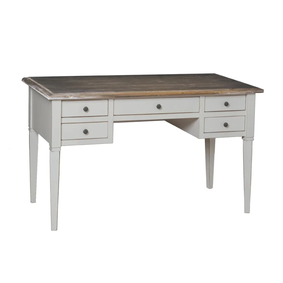 Schreibtisch mit 5 Schubladen aus Massivholz, hergestellt in Italien – Fontus