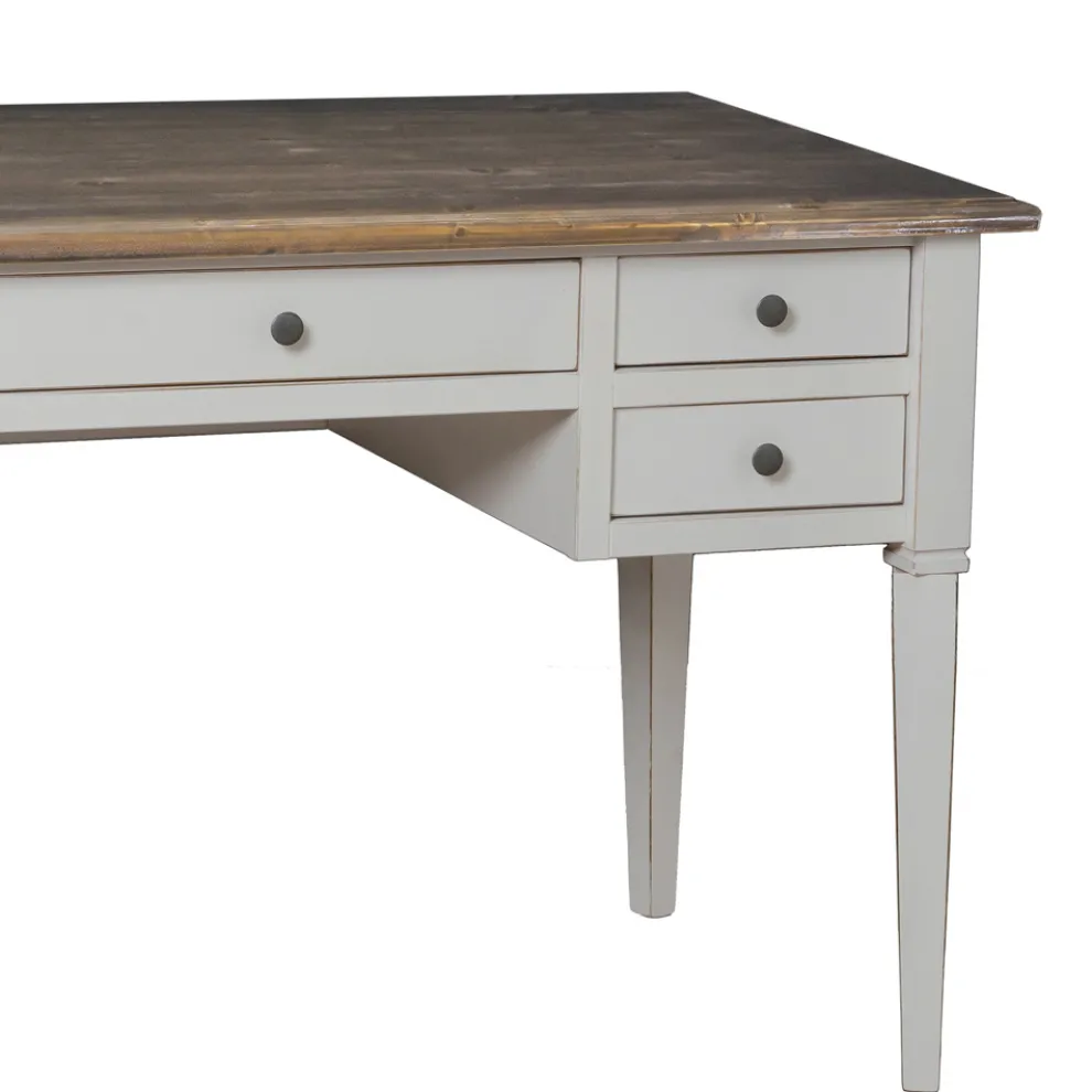 Schreibtisch mit 5 Schubladen aus Massivholz, hergestellt in Italien – Fontus