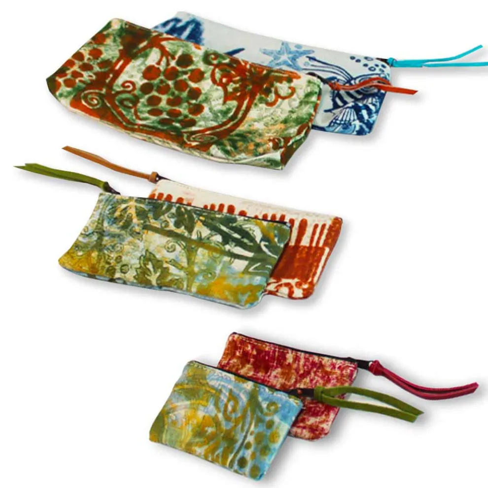 3 handbedruckte einteilige Baumwollkupplungen - Viadurini von Marchi