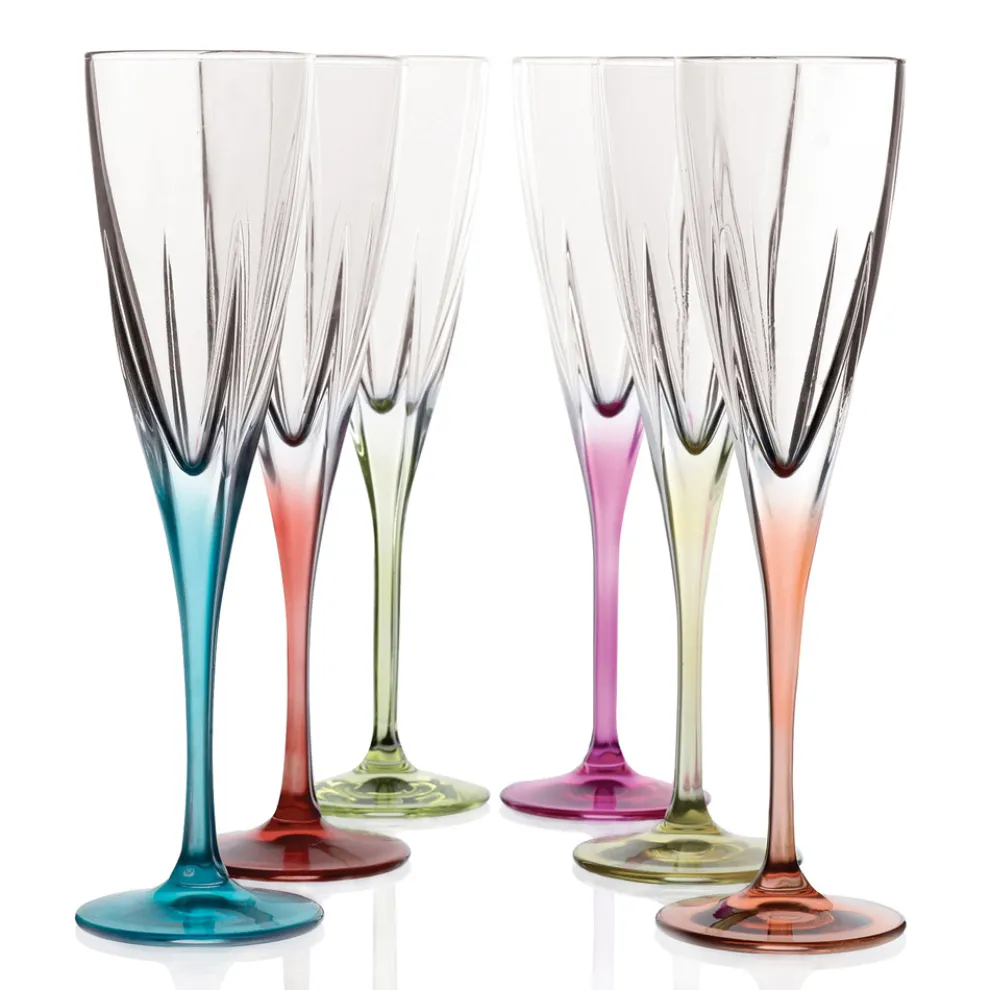 Flötengläser aus farbigem oder transparentem Öko-Kristall 12 Stück - Amalgam