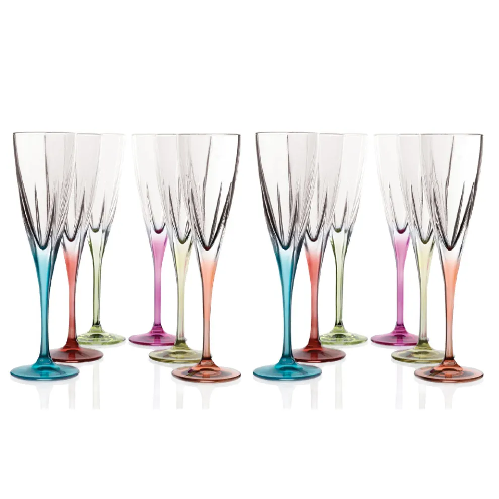 Flötengläser aus farbigem oder transparentem Öko-Kristall 12 Stück - Amalgam