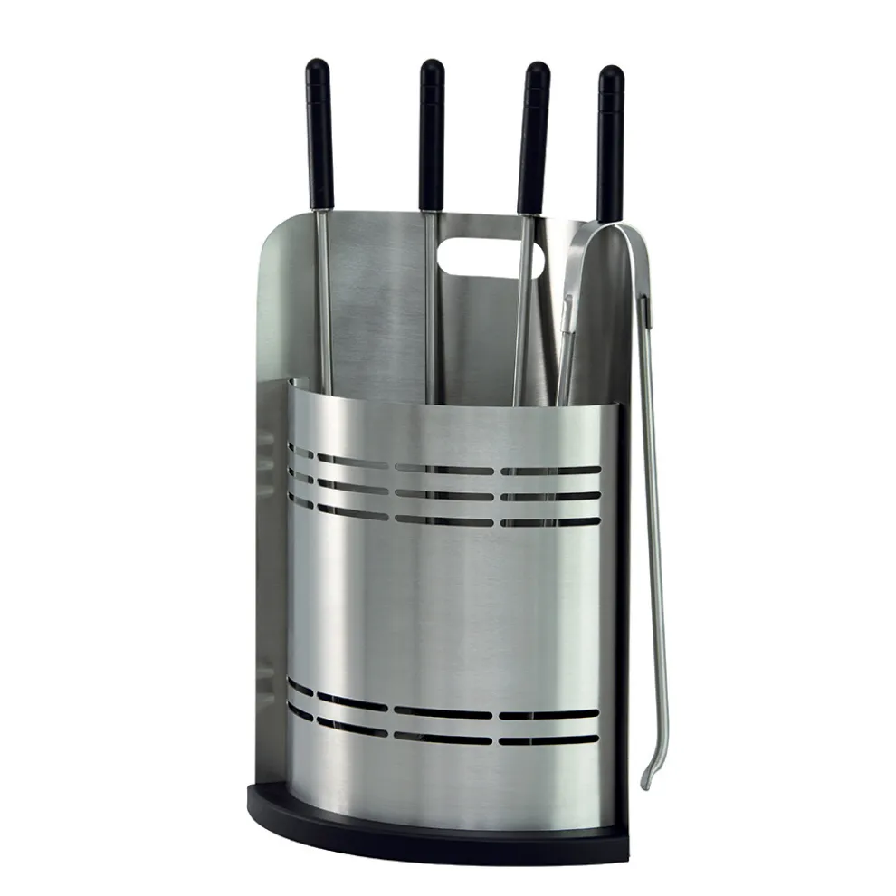 Fester Werkzeughalter mit 4 Werkzeugen für den Kamin, hergestellt in Italien – Bonsai