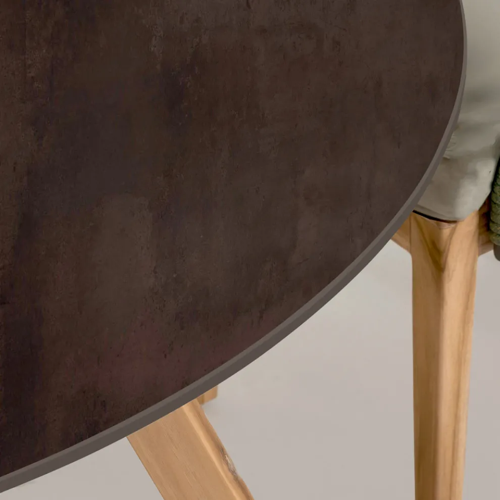 Runder Außentisch aus Metall Corten Keramik Made in Italy - Pegaso