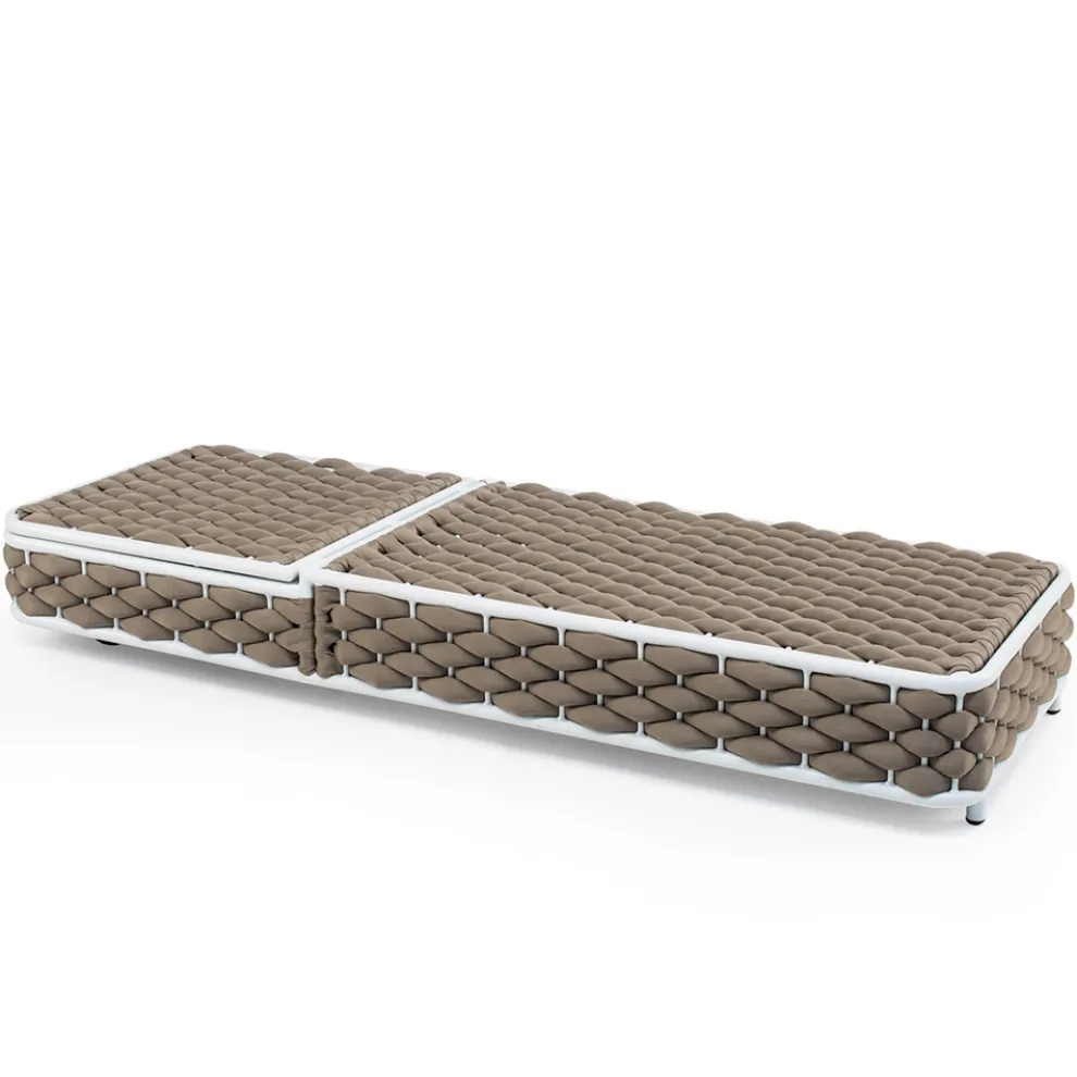 Outdoor-Sonnenliege aus Aluminium und gewebtem Stoff mit Rädern - Reda