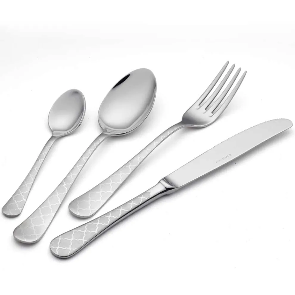 24 Edelstahlbesteck mit Damaskus-Laserdekor in modernem Design - Tantasa