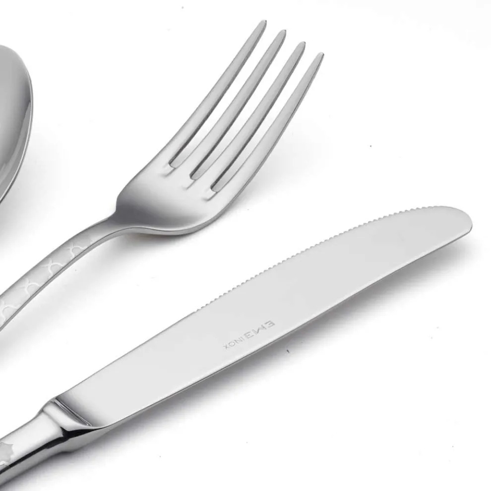 24 Edelstahlbesteck mit Damaskus-Laserdekor in modernem Design - Tantasa