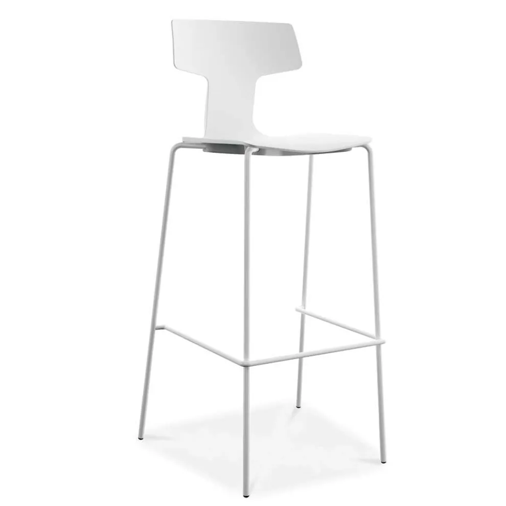 2 stapelbare Außenhocker aus Metall und Polypropylen Made in Italy Annice