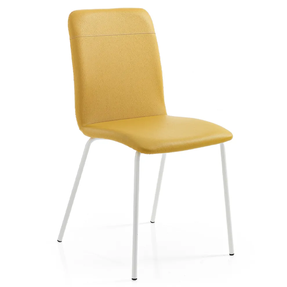 Küchen- oder Wohnzimmerstuhl im Design aus farbigem Kunstleder und Metall – Hermine