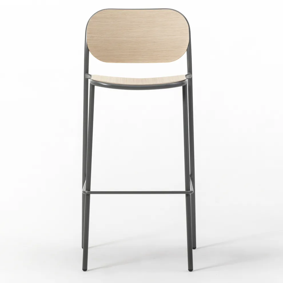Küchenhocker aus Eichenholz und Metall Made in Italy 2 Stück - Saffia