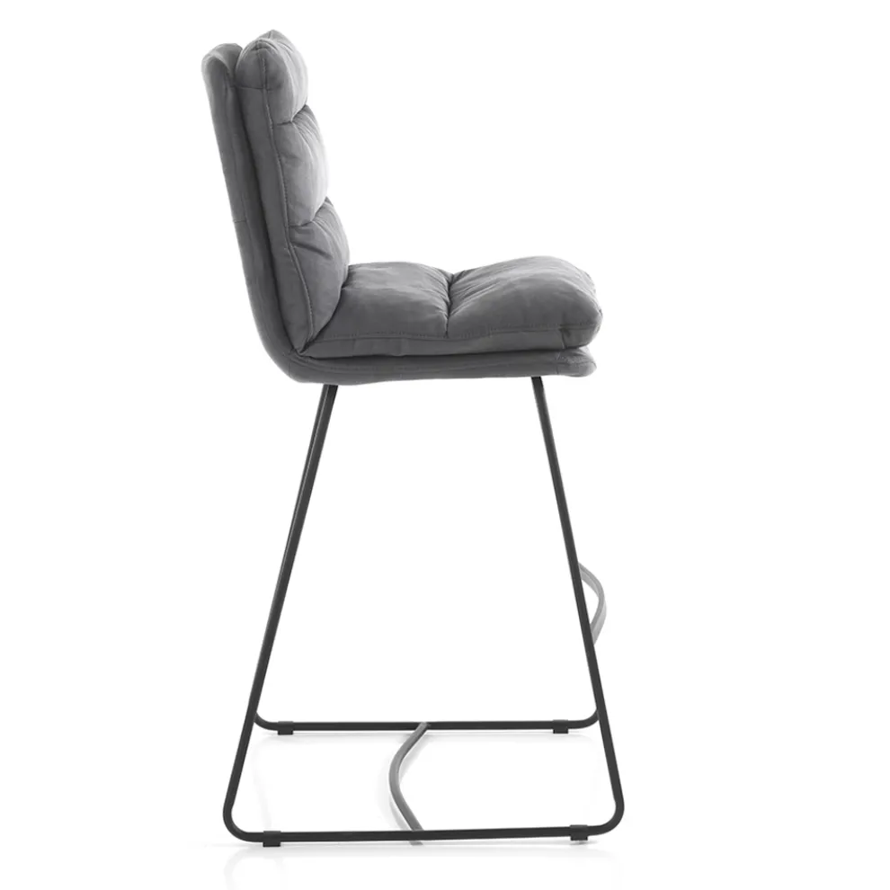 Küchenhocker aus Mikrofaser Grau Samteffekt 2 Stück - Fortaleza