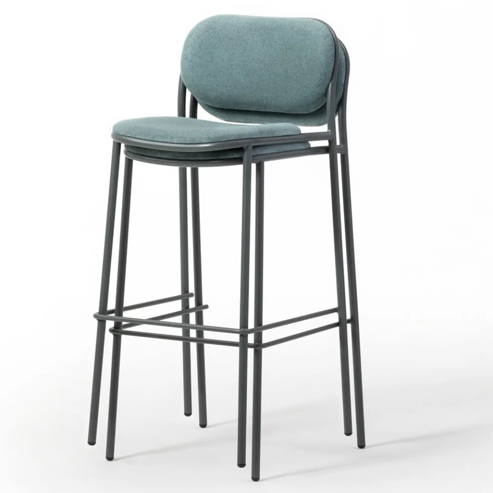 Küchenhocker aus Stoff und Metall Made in Italy 2 Stück - Sangria