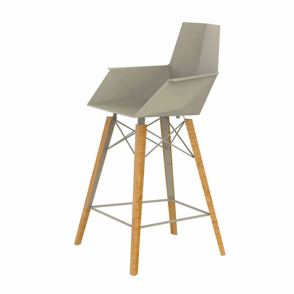Küchenhocker mit Armlehnen aus Holz und Kunststoff - Faz Wood von Vondom
