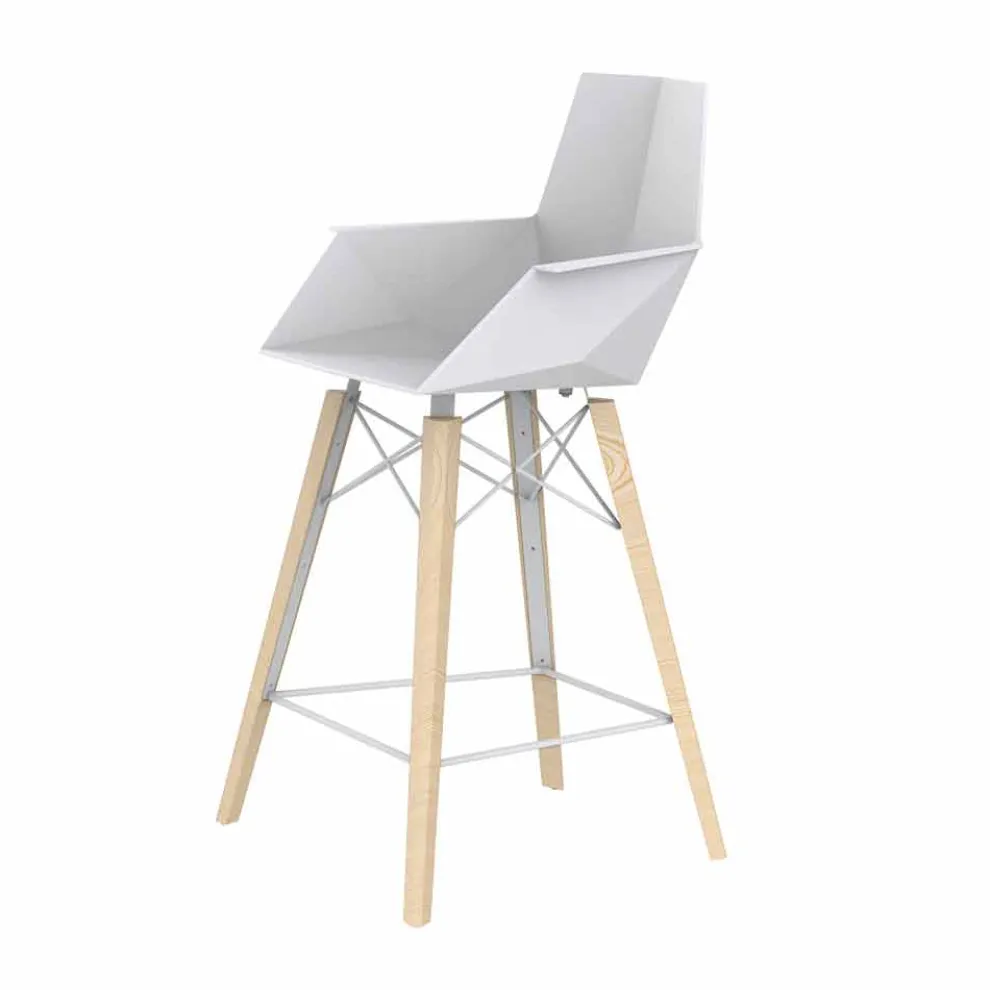 Küchenhocker mit Armlehnen aus Holz und Kunststoff - Faz Wood von Vondom