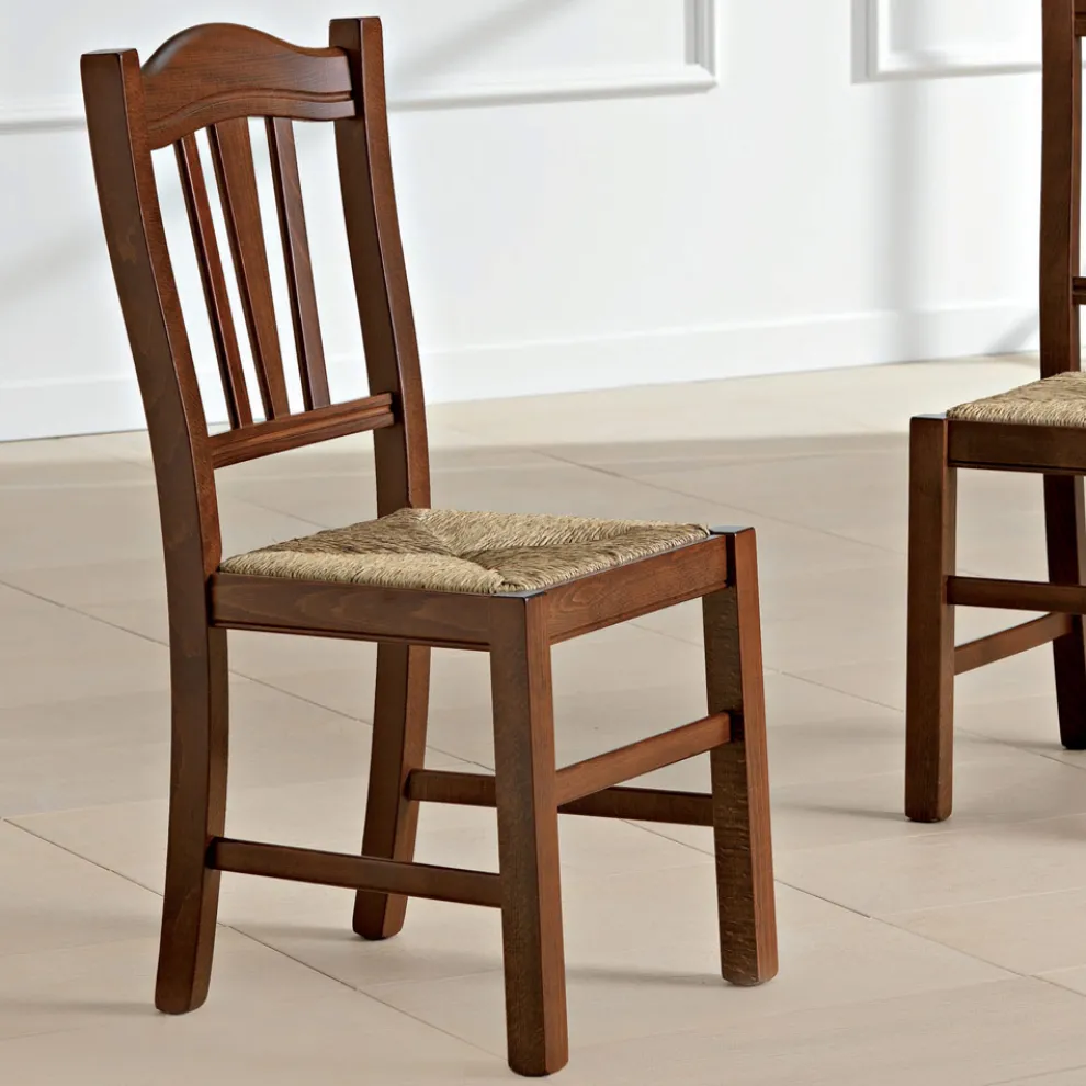 Küchenstuhl aus Buchenholz und Stroh Italienisches klassisches Design - Hegel