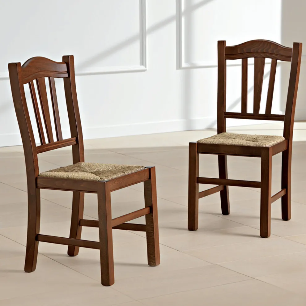 Küchenstuhl aus Buchenholz und Stroh Italienisches klassisches Design - Hegel