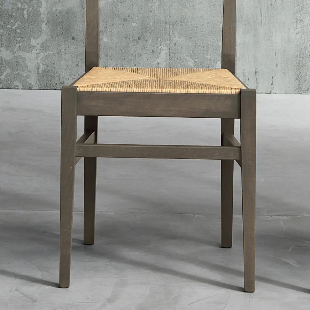 Küchenstuhl aus Buchenholz und Sitz aus Maisstroh - Rabasse