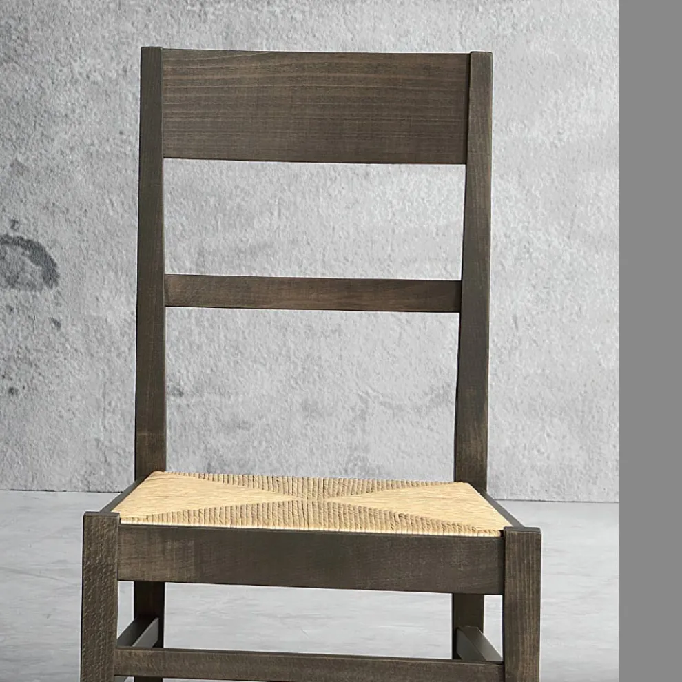 Küchenstuhl aus Buchenholz und Sitz aus Stroh italienisches Design - Davina