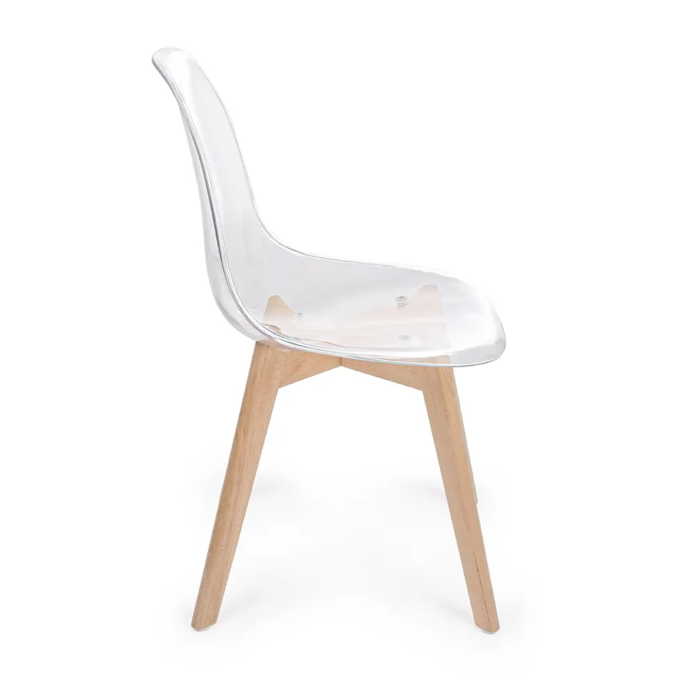 Küchenstuhl aus Buchenholz und Polycarbonat Design 4-teilig - Pisy