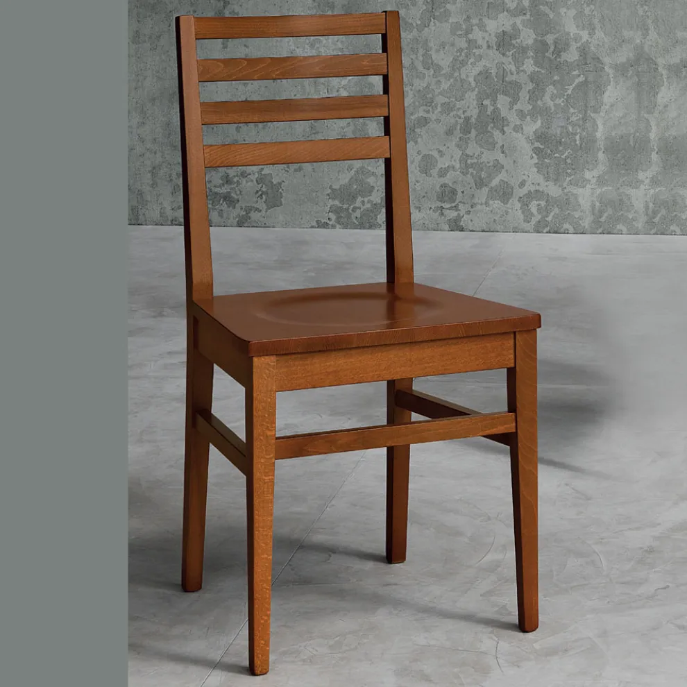 Küchenstuhl aus Buchenholz und Sitz aus Massivholz - Rabasse