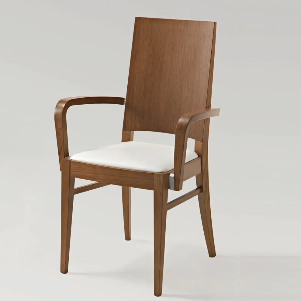 Küchenstuhl aus Buchenholz Kunstledersitz mit Armlehnen - Florent