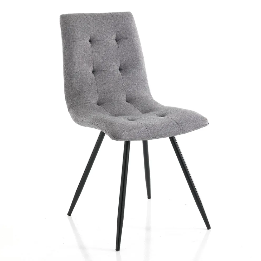 Küchenstuhl aus grauem Stoff und mattschwarzem Metall 2-teilig - Scirocco