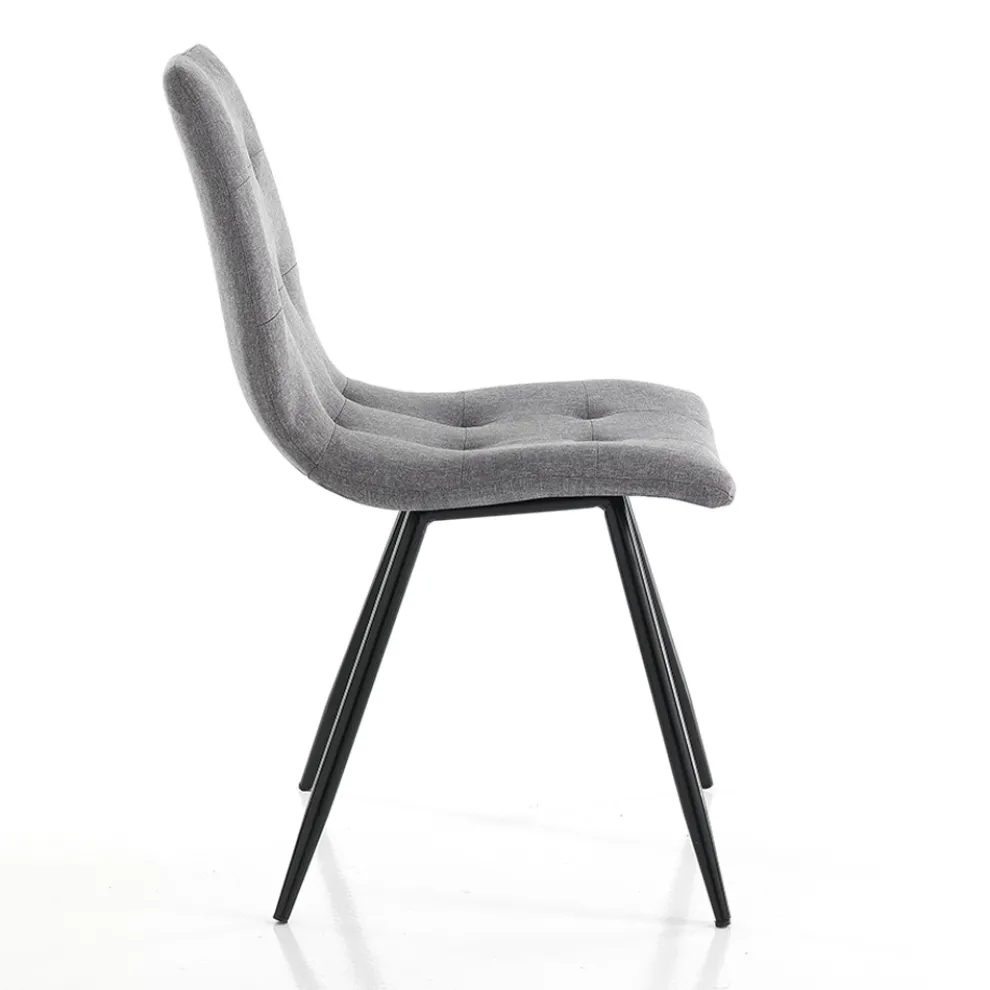 Küchenstuhl aus grauem Stoff und mattschwarzem Metall 2-teilig - Scirocco