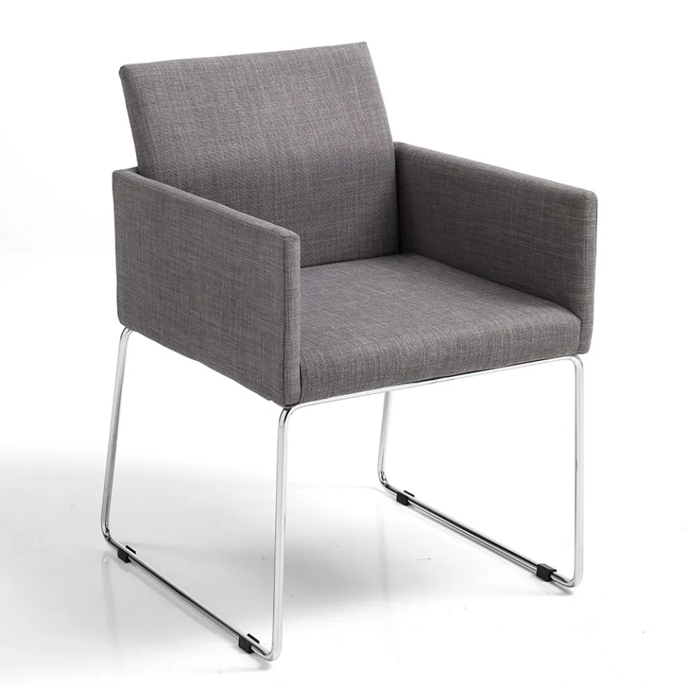 Küchenstuhl aus grauem Stoff mit Metallgestell 2 Stück - Shutter