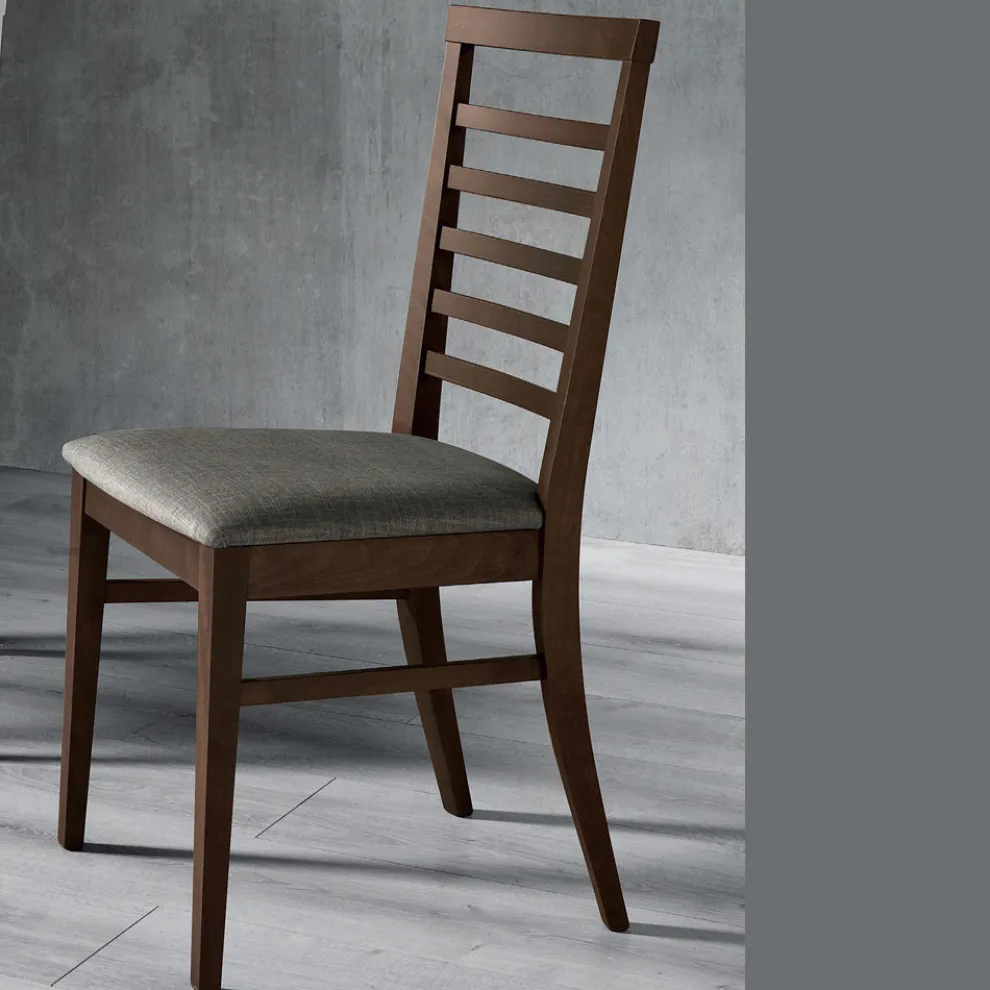 Küchenstuhl aus Holz und Sitz aus italienischem Designstoff - Jeanine