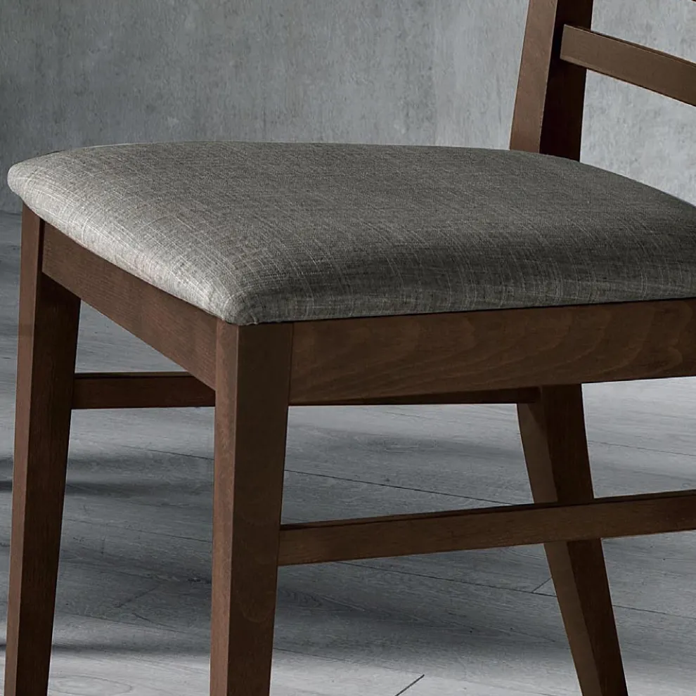 Küchenstuhl aus Holz und Sitz aus italienischem Designstoff - Jeanine