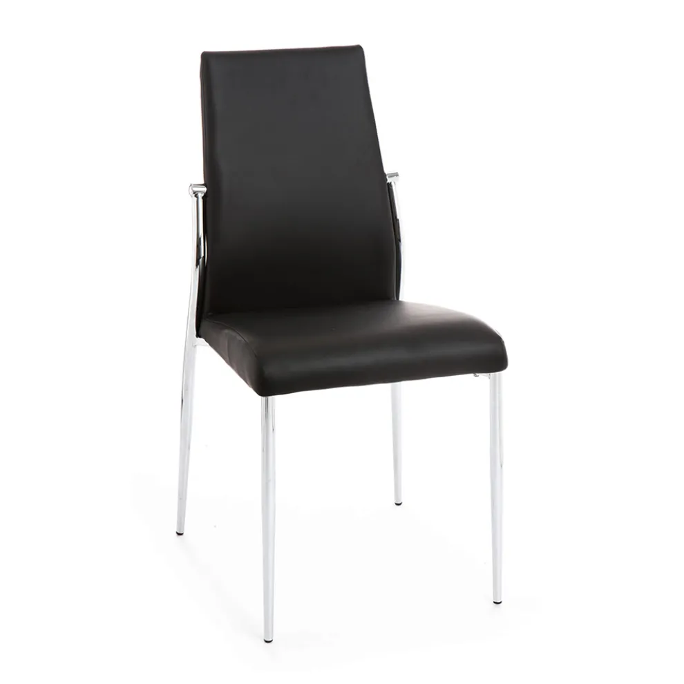 Küchenstuhl aus Kunstleder und verchromtem Metall 4-teilig - Foscari