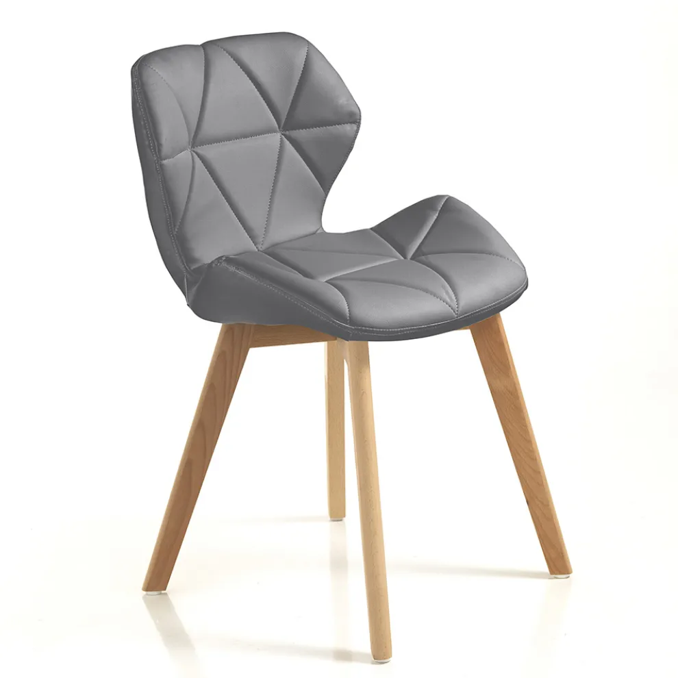 Küchenstuhl aus Kunstleder und Massivholz 2-teilig - Fiorenzuola