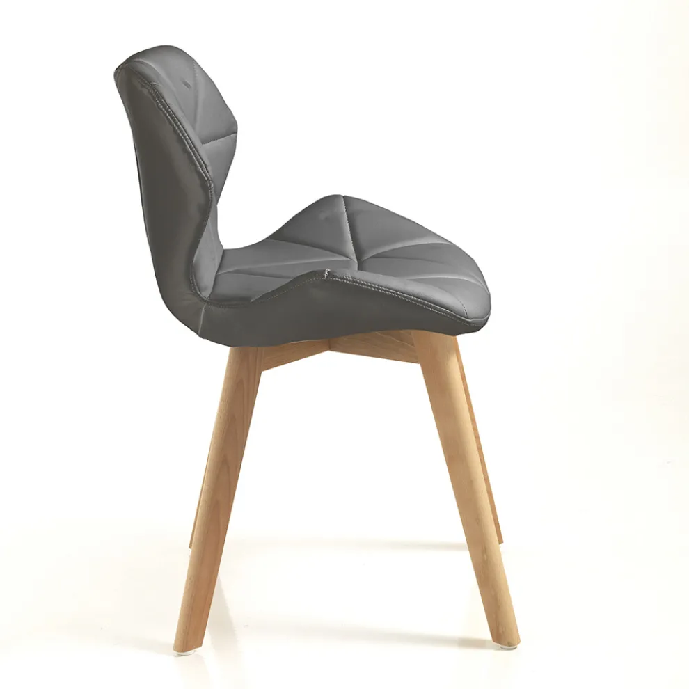 Küchenstuhl aus Kunstleder und Massivholz 2-teilig - Fiorenzuola