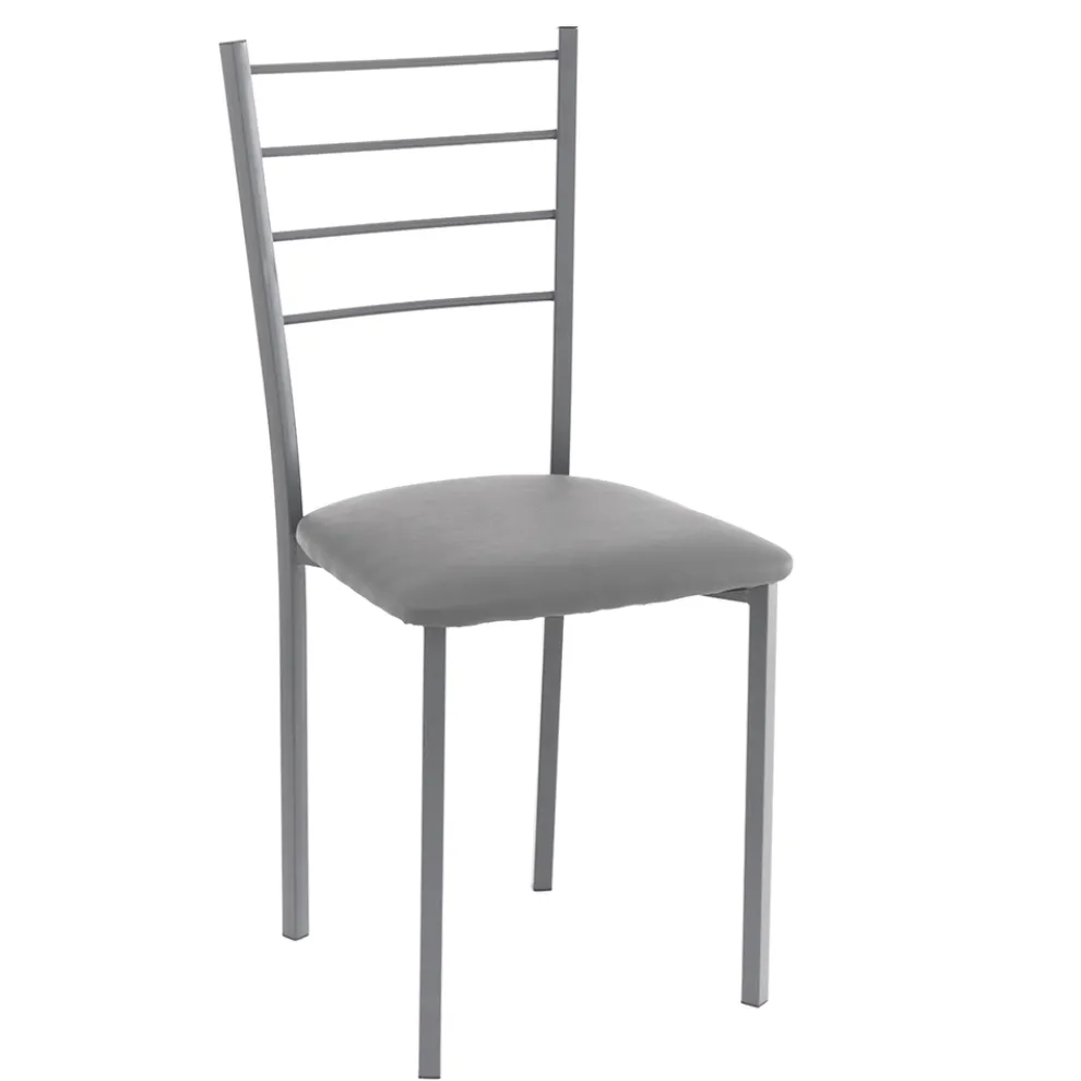 Küchenstuhl aus Kunstleder und lackiertem Metall 4 Teile - Remida