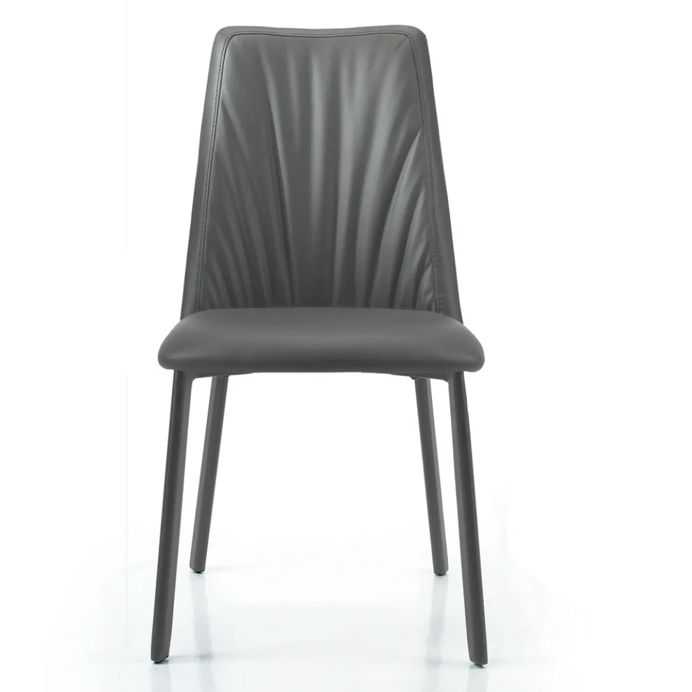 Küchenstuhl aus Kunstleder und Stahl, hergestellt in Italien, 4 Stück – Alexia