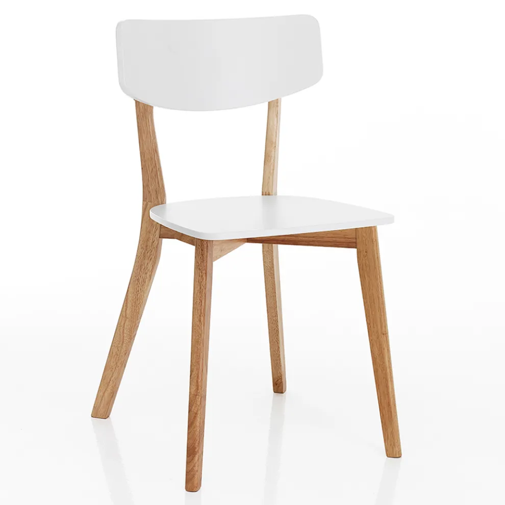Küchenstuhl aus massivem Weiß und gebeiztem Eichenholz 2-teilig - Tonino