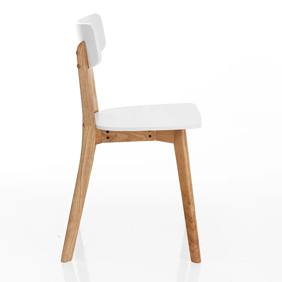 Küchenstuhl aus massivem Weiß und gebeiztem Eichenholz 2-teilig - Tonino
