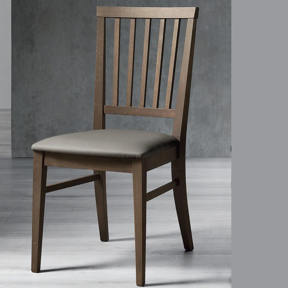 Küchenstuhl aus massivem Buchenholz und Kunstleder italienisches Design - Rosita