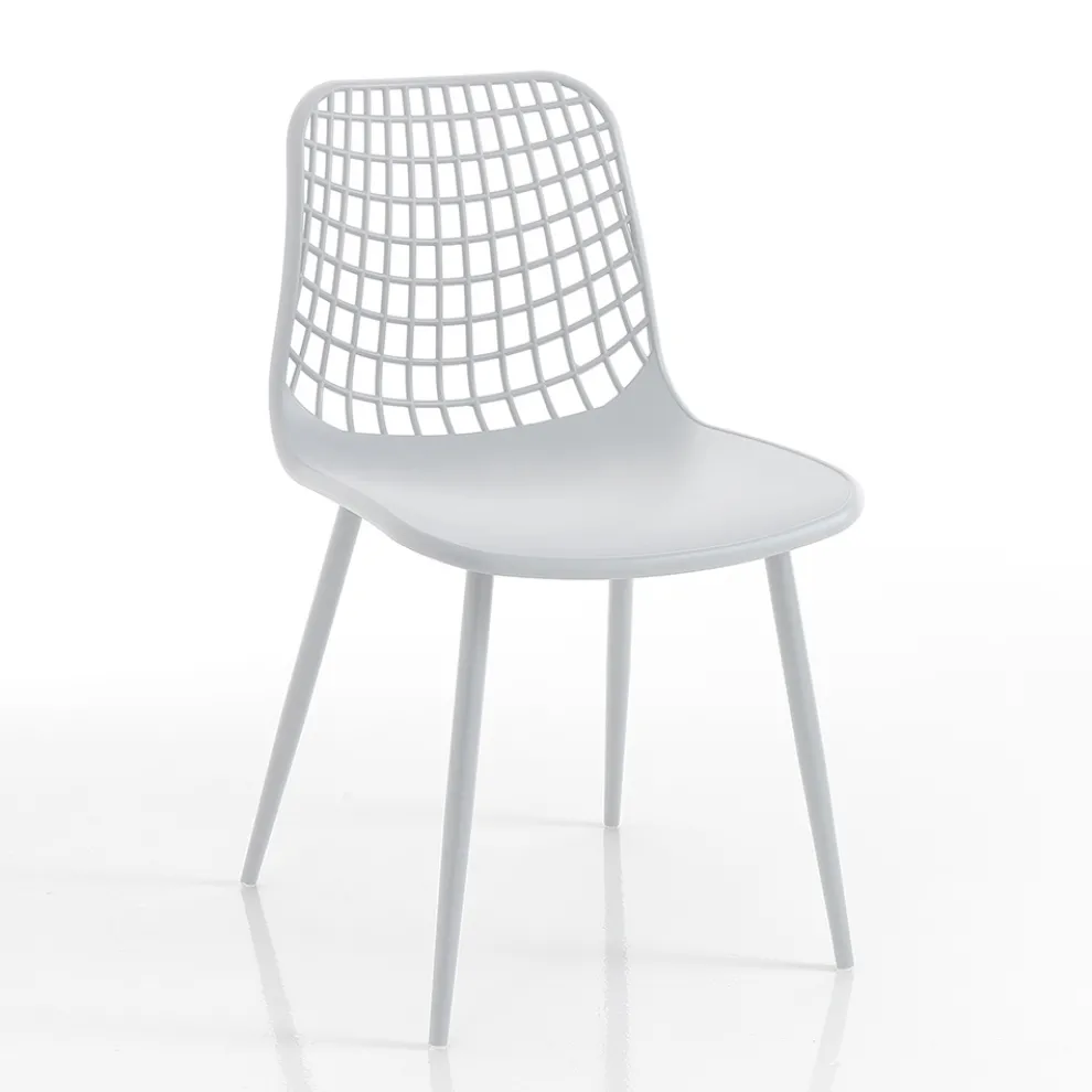 Küchenstuhl aus mattweißem Polypropylen und Stahl 4 Teile - Beyonce