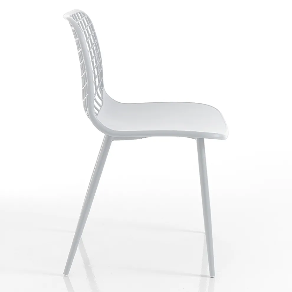 Küchenstuhl aus mattweißem Polypropylen und Stahl 4 Teile - Beyonce