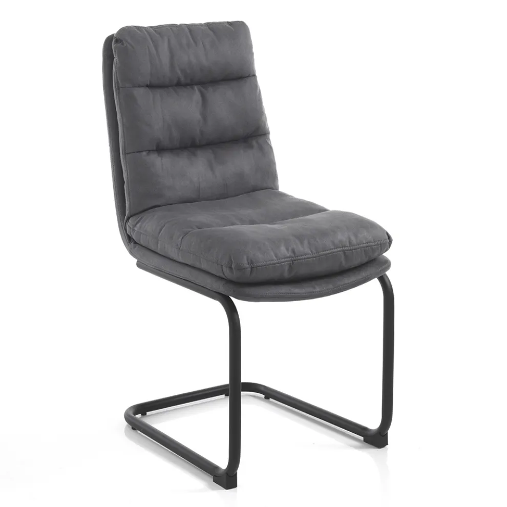 Küchenstuhl aus Mikrofaser mit Kufengestell aus Stahl 2 Stück - Fortaleza